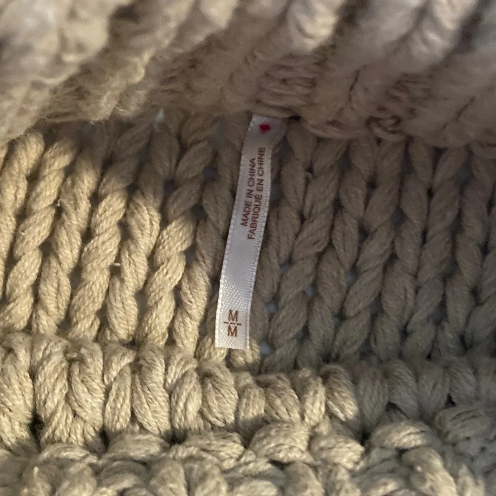 Free People Chunky Knit Cropped Sweater My Only Sunshine Cream Tan Size Medium